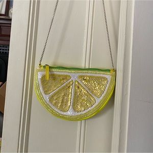Beaded lemon clutch/crossbody